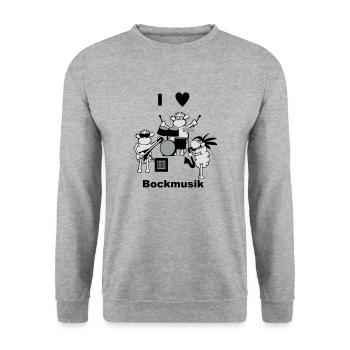 j'aime Bock Musique - Sweat-shirt Unisexe - gris chiné - Devant - Alina (178cm) & Michal (187cm)