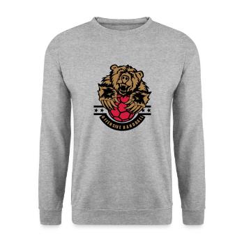 handball ours offensive logo - Sweat-shirt Unisexe - gris chiné - Devant - Alina (178cm) & Michal (187cm)
