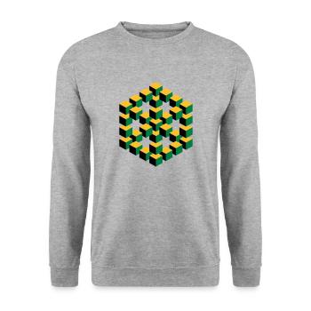 Figure impossible imagination géométrie cube Escher - Sweat-shirt Unisexe - gris chiné - Devant - Alina (178cm) & Michal (187cm)