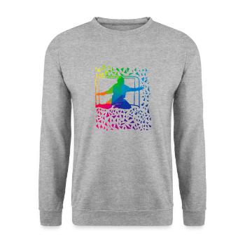 Gardien de but de Floorball - Sweat-shirt Unisexe - gris chiné - Devant - Alina (178cm) & Michal (187cm)
