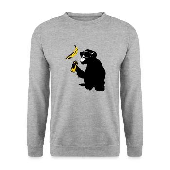 singe pulvérisé banane - Sweat-shirt Unisexe - gris chiné - Devant - Alina (178cm) & Michal (187cm)