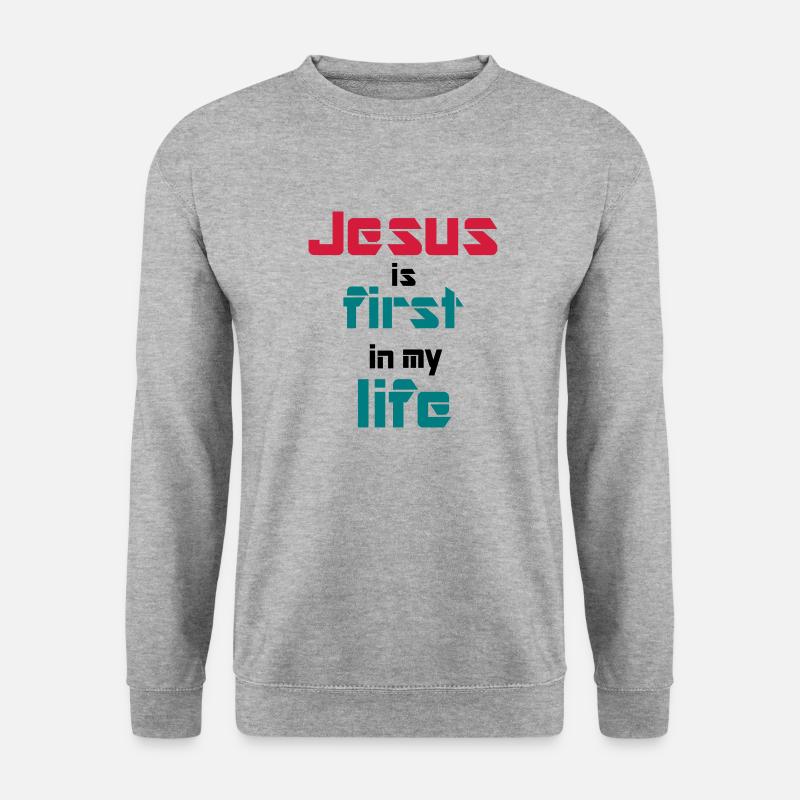 Jesus ist die erste in meinem Leben - Unisex Pullover - Weißgrau meliert