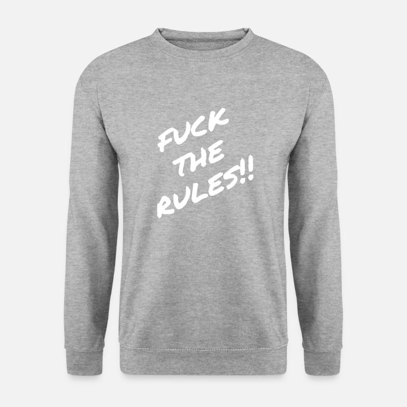 Fuck the Rules !! - Spruch - Unisex Pullover - Weißgrau meliert