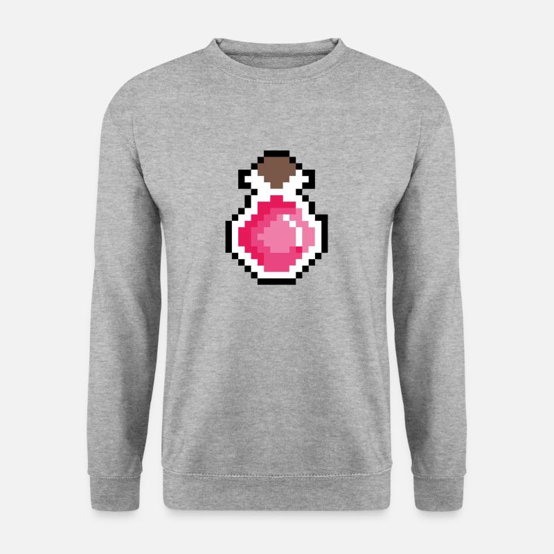 Trank pink Pixel Art - Unisex Pullover - Weißgrau meliert