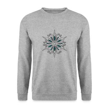 Flower of Aphrodite, silver, Symbol of love, - Unisex Sweatshirt - salt & pepper - Front - Alina (178cm) & Michal (187cm)