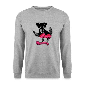 Coeur ailé de Pinscher - Sweat-shirt Unisexe - gris chiné - Devant - Alina (178cm) & Michal (187cm)