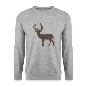black forest Hirsch Schwarzwald Geweih Jagd J - Unisex Pullover - Weißgrau meliert - Vorne - Alina (178cm) & Michal (187cm)