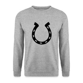 Hufeisen - Unisex Pullover - Weißgrau meliert - Vorne - Alina (178cm) & Michal (187cm)