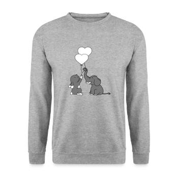 2 friends elephant team couple balloon heart love - Unisex Sweatshirt - salt & pepper - Front - Alina (178cm) & Michal (187cm)