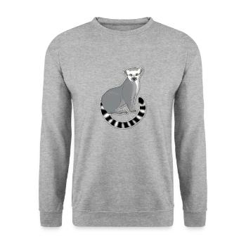 Ein Katta schaut - Unisex Pullover - Weißgrau meliert - Vorne - Alina (178cm) & Michal (187cm)