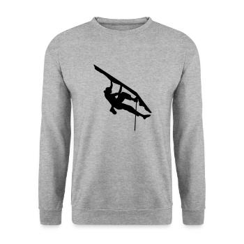 Klettern, Kletterin - Unisex Pullover - Weißgrau meliert - Vorne - Alina (178cm) & Michal (187cm)