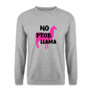 No prob llama - Unisex Pullover - Weißgrau meliert - Vorne - Alina (178cm) & Michal (187cm)
