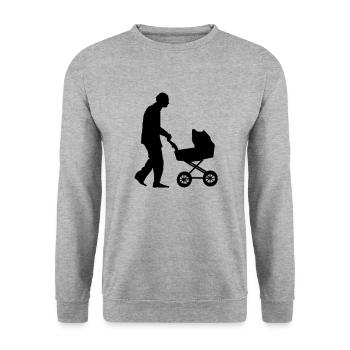 Grandpa with a stroller - baby grandfather for a walk - Unisex Sweatshirt - salt & pepper - Front - Alina (178cm) & Michal (187cm)