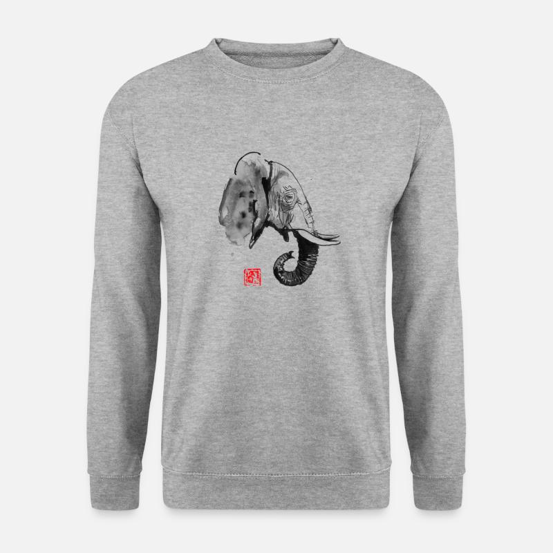 elephant profile - Unisex Pullover - Weißgrau meliert
