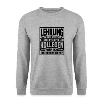 Azubi Lehrling Auszubildender Stift Ausbildung - Unisex Pullover - Weißgrau meliert - Vorne - Alina (178cm) & Michal (187cm)