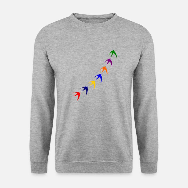 Bunte Vögel - Unisex Pullover - Weißgrau meliert