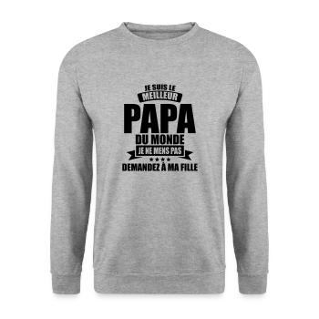 bester Vater Vater Geburtstagsväter - Unisex Pullover - Weißgrau meliert - Vorne - Alina (178cm) & Michal (187cm)
