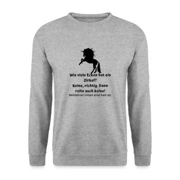 Wie viele Ecken hat ein Zirkel? - Unisex Pullover - Weißgrau meliert - Vorne - Alina (178cm) & Michal (187cm)