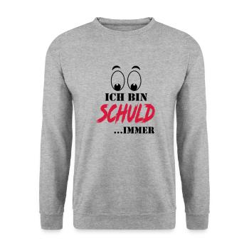Sprüche Ich bin Schuld Versager - Unisex Pullover - Weißgrau meliert - Vorne - Alina (178cm) & Michal (187cm)