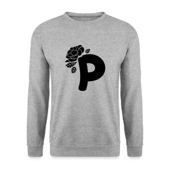 Alphabet Letter P With Flower - Unisex Sweatshirt - salt & pepper - Front - Alina (178cm) & Michal (187cm)