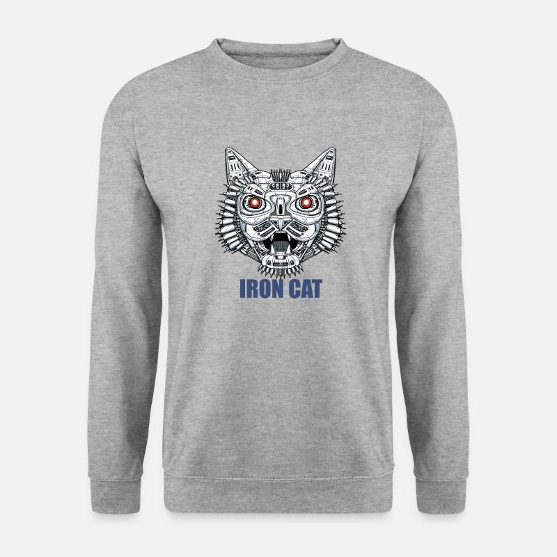 Roboter Katze - Unisex Pullover - Weißgrau meliert