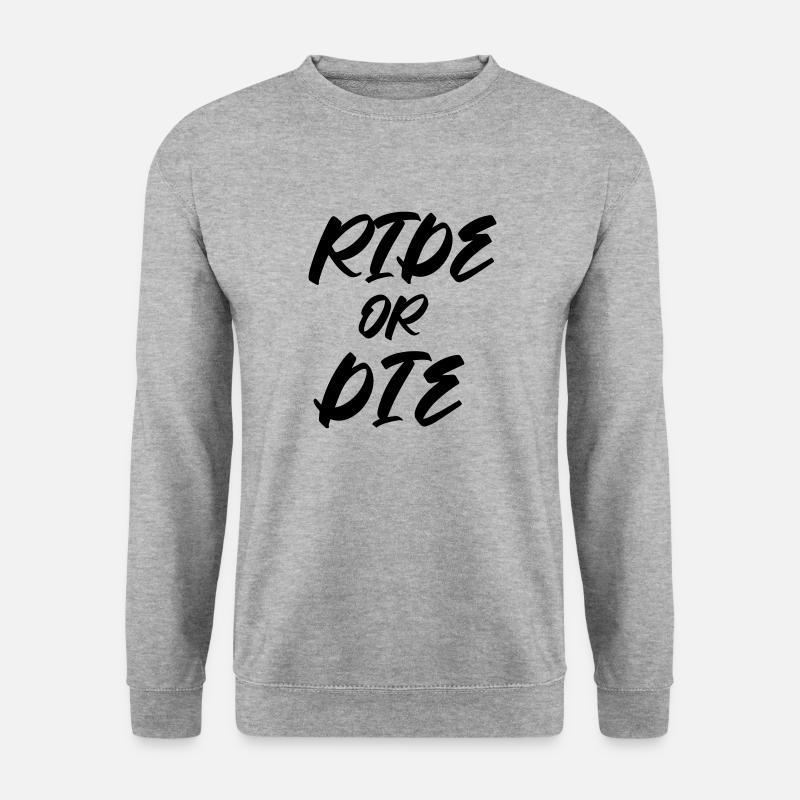 Ride or Die Reit & Radfahrer Geschenk Farbwechsel - Unisex Pullover - Weißgrau meliert
