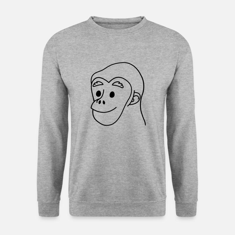 Schimpansen lächelndes Gesicht - Unisex Pullover - Weißgrau meliert