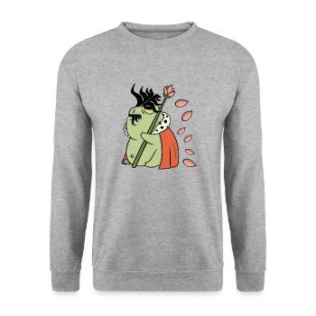 Frog - Comic - Unisex Sweatshirt - salt & pepper - Front - Alina (178cm) & Michal (187cm)