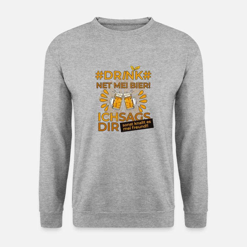 Bier Outfit - Unisex Pullover - Weißgrau meliert