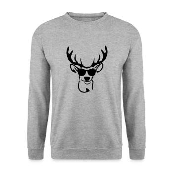 Deer with sunglasses - Unisex Sweatshirt - salt & pepper - Front - Alina (178cm) & Michal (187cm)