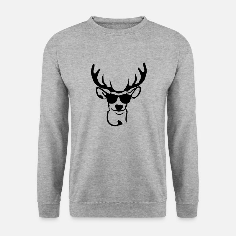 Cerf avec lunettes de soleil - Sweat-shirt Unisexe - gris chiné