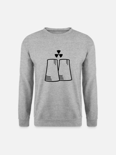 Atommeiler mit Radioaktiv Symbol (1c) - Unisex Pullover - Weißgrau meliert