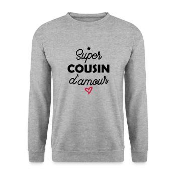 super cousin d amour - Sweat-shirt Unisexe - gris chiné - Devant - Alina (178cm) & Michal (187cm)