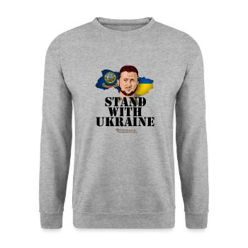 Ukraine Idaho Supporter Merch - Sweat-shirt Unisexe - gris chiné - Devant - Alina (178cm) & Michal (187cm)