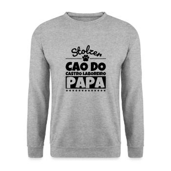 Cao do Castro Laboreiro lustig Herrchen Hund - Unisex Pullover - Weißgrau meliert - Vorne - Alina (178cm) & Michal (187cm)