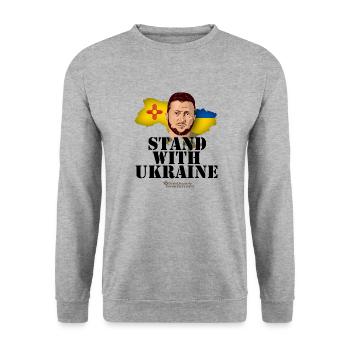 Ukraine Zelenskyj New Mexico Stand with Ukraine - Unisex Sweatshirt - salt & pepper - Front - Alina (178cm) & Michal (187cm)