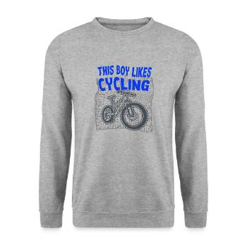 Junge mag Fahrrad Outdoor-Sportarten Radfahren - Unisex Pullover - Weißgrau meliert - Vorne - Alina (178cm) & Michal (187cm)
