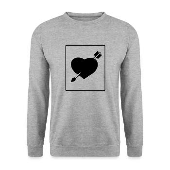 Black Heart mit Pfeil - Unisex Pullover - Weißgrau meliert - Vorne - Alina (178cm) & Michal (187cm)