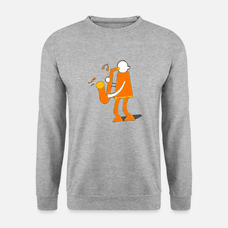 Der Saxophonist - Unisex Pullover - Weißgrau meliert