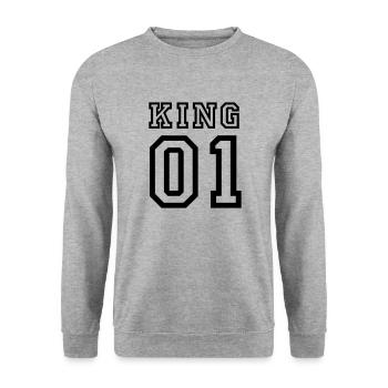 Romantic 'King 01' Partner Hoodie Color Change - Unisex Sweatshirt - salt & pepper - Front - Alina (178cm) & Michal (187cm)