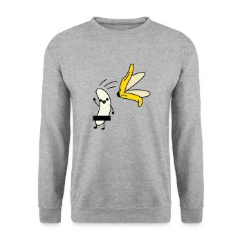 Banana Peel T Shirt - Unisex Sweatshirt - salt & pepper - Front - Alina (178cm) & Michal (187cm)