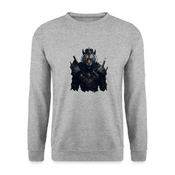 WIKINGER BERSERKER TIGER I VIKINGS - Unisex Pullover - Weißgrau meliert - Vorne - Alina (178cm) & Michal (187cm)