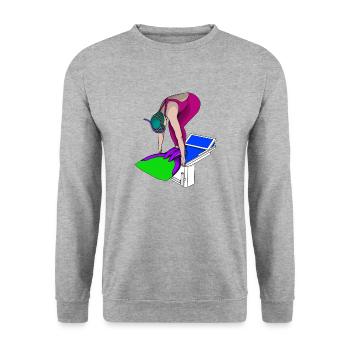 Nager avec palmes - Sweat-shirt Unisexe - gris chiné - Devant - Alina (178cm) & Michal (187cm)
