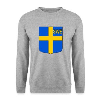 ENG-Schild - Unisex Pullover - Weißgrau meliert - Vorne - Alina (178cm) & Michal (187cm)