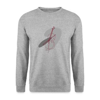 « Cello », Boho Line Art Design, série « Music » - Sweat-shirt Unisexe - gris chiné - Devant - Alina (178cm) & Michal (187cm)