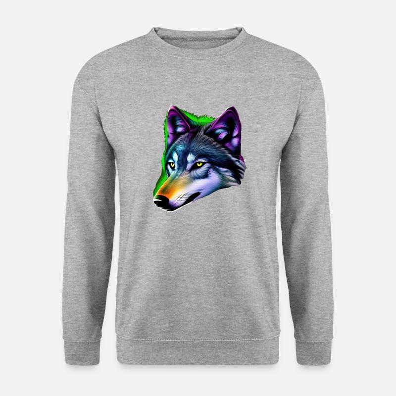 Bunter Wolf - Unisex Pullover - Weißgrau meliert