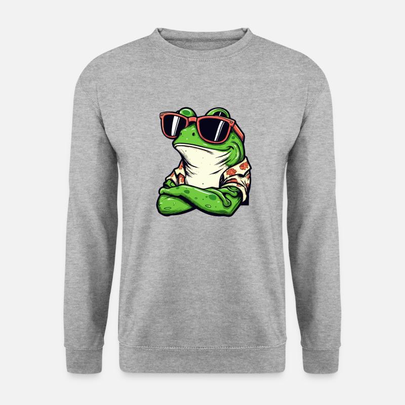Cooler Frosch - Unisex Pullover - Weißgrau meliert