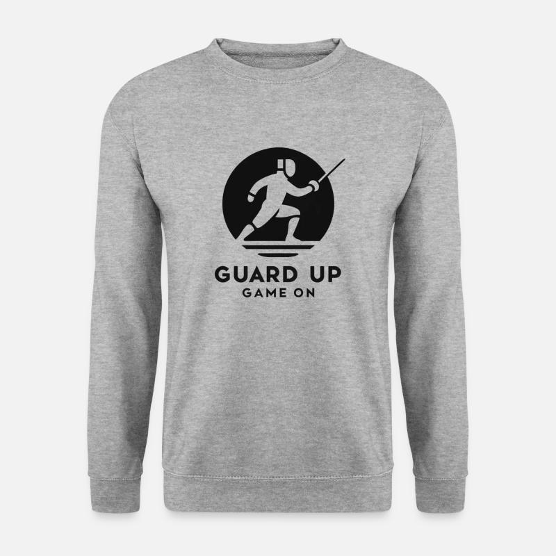 "Weiter so, Spiel weiter", Fecht-Slogan - Unisex Pullover - Weißgrau meliert