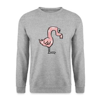 Mega Dry and Funny Flamingo - Unisex Sweatshirt - salt & pepper - Front - Alina (178cm) & Michal (187cm)
