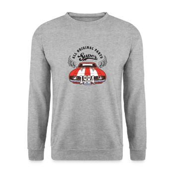 Super 1984 - all original parts - 1984 Birthday - Unisex Sweatshirt - salt & pepper - Front - Alina (178cm) & Michal (187cm)